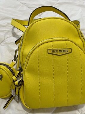 Steve Madden Bright Yellow Mini Backpack with Coin Pouch